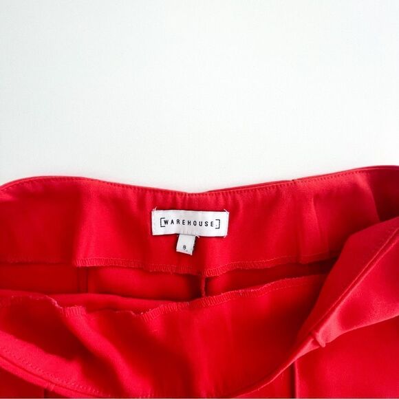 Warehouse High Waist Wide Leg Trousers Red Women's US 4 Polyester - Picture 6 of 13